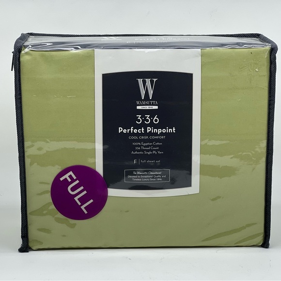 Wamsutta Other - Wamsutta 336 Perfect Pinpoint Full Sized Bed Set Egyptian Cotton Green New